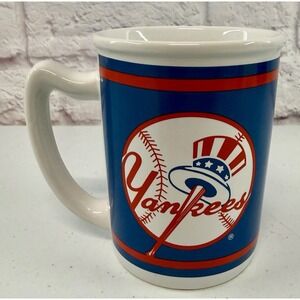 Vintage New York Yankees Baseball Coffee Mug 1990s MLB Blue/White EUC!